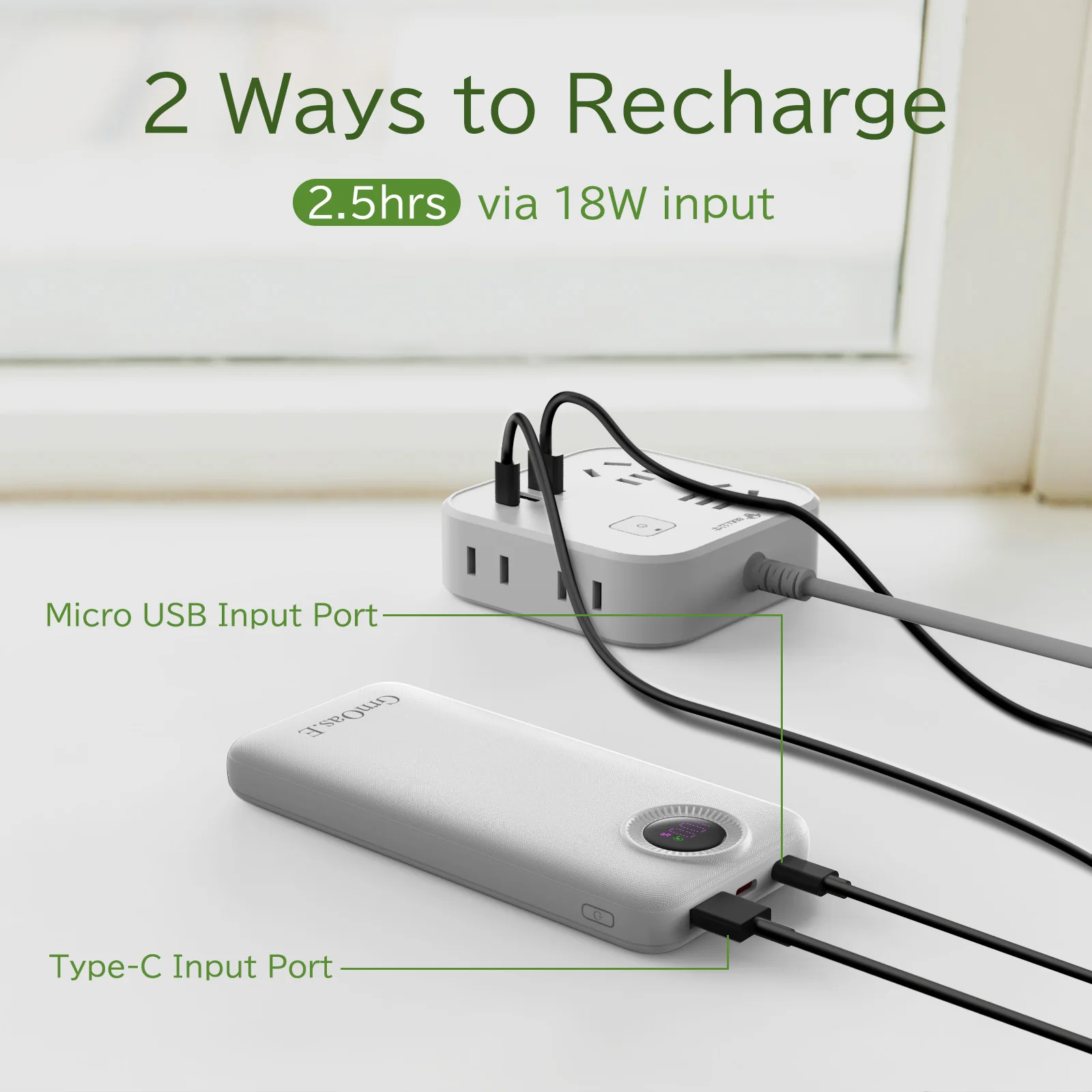 شاحن محمول مع كابلات مدمجة 10000 مللي أمبير في الساعة 22.5 وات ماكس باور بانك شحن عالي السرعة 4 مخرجات 2 مدخلات لهواتف iPhone Android