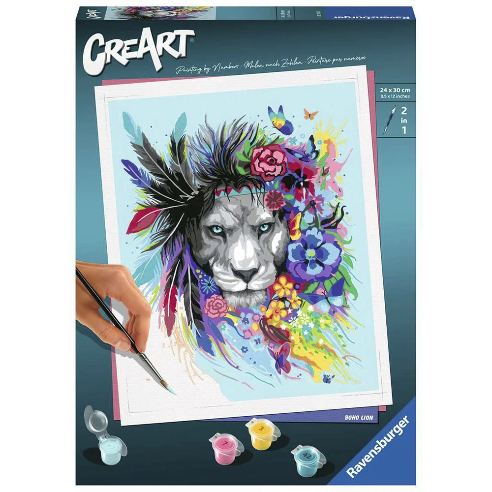 RAVENSBURGER CREART BOHO LION PAINTING KIT, 20130, original, toys, boys, girls, gifts, collector, store, new, games, family, puzzle