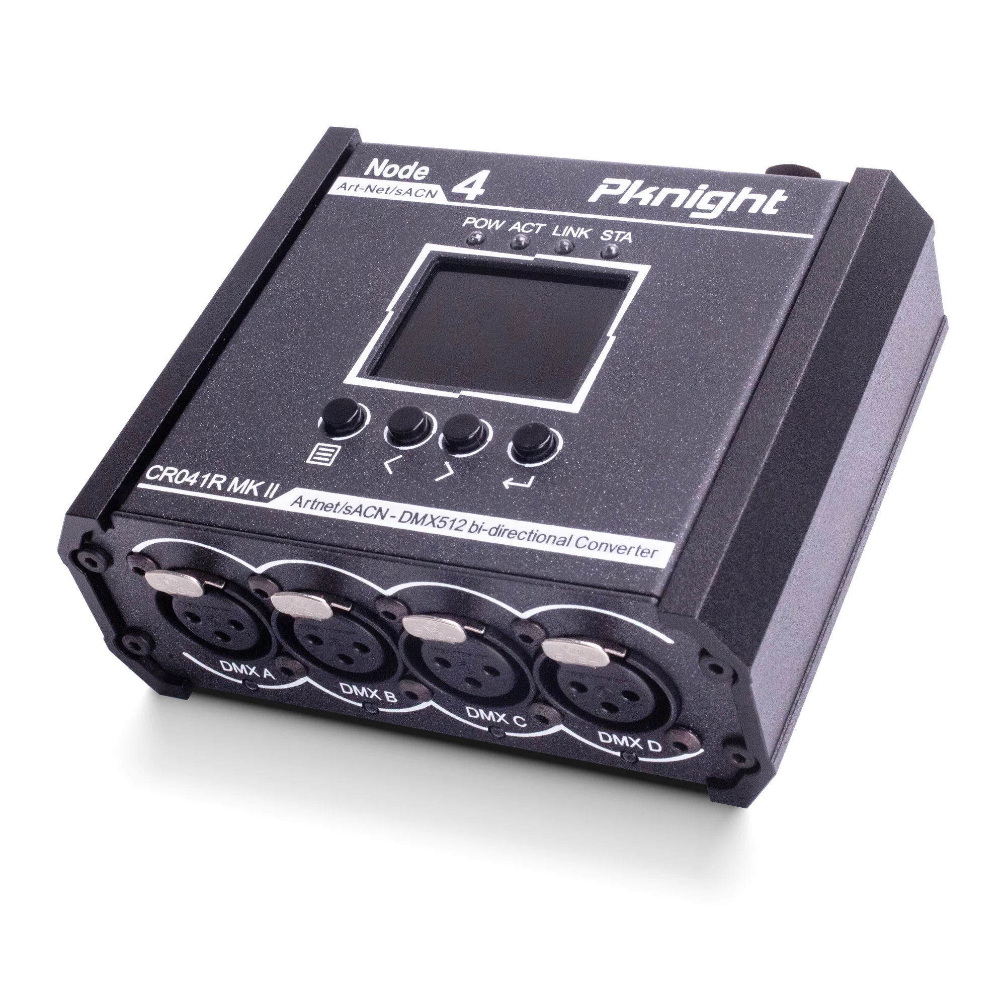 

Pknight 4-Port Bi-Directional Art-Net/sACN to DMX512 Converter, a Compact Node with PowerCON, PoE & USB-C for Stage Lighting