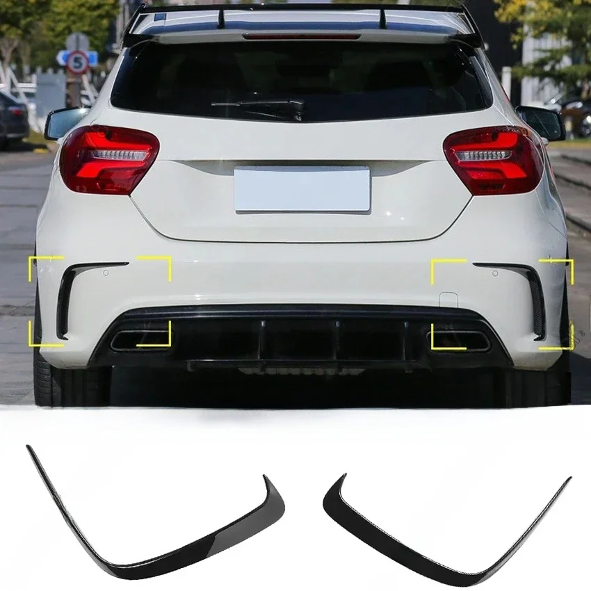 Do Mercedes Benz W176 A200 A250 A45 AMG 2013-2018 Hatchback Gloss Black Tylny zderzak Spoiler Boczny zestaw karoserii Splitter Body Kit — 2
