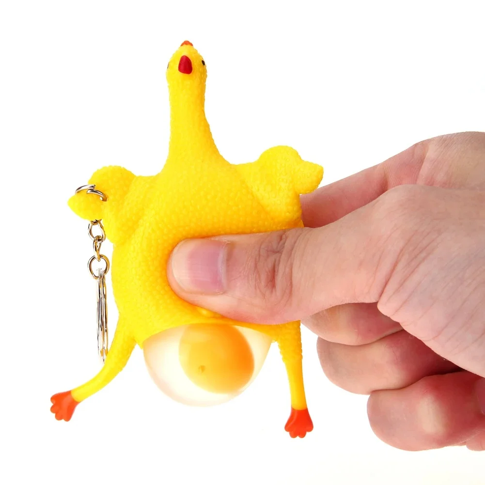 Porte-clés en PVC pour poules pondérées d'œufs de poule, décompression, léger, élastique, à presser, cadeaux de vacances pour enfants, 1 à 10 pièces