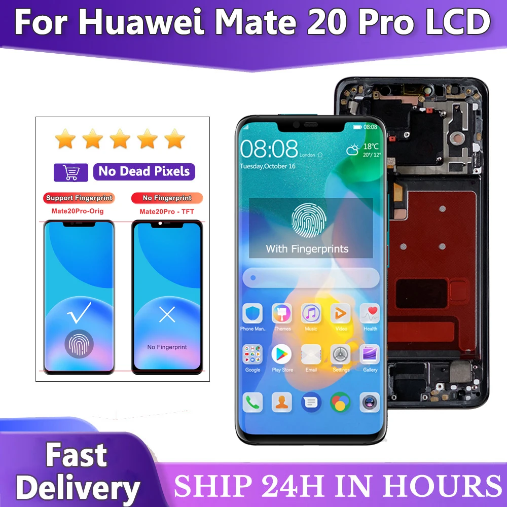 

6.39'' For HUAWEI Mate 20 Pro LYA-L09 L29 AL00 LCD Display Touch Screen Digitizer Assembly Replacement For Ori Mate20 Pro Screen