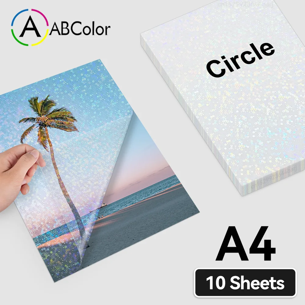 10 Sheets Waterproof Cold Laminating Film A4 Holographic Sand Hologram Broken Glass Self-adhesive Photo Laminating Film DIY Card