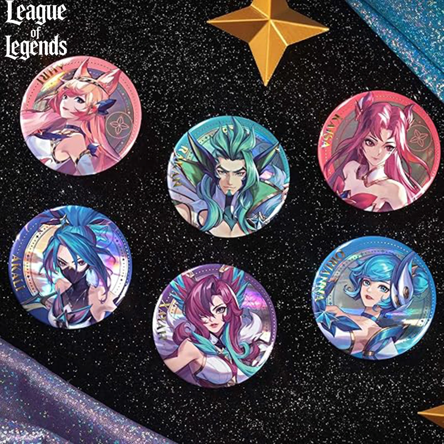 

League of Legends x Trendiepop Star Guardian Badge Blind Box Series Bullet (6+1) -1 Box 6pcs Random Style.
