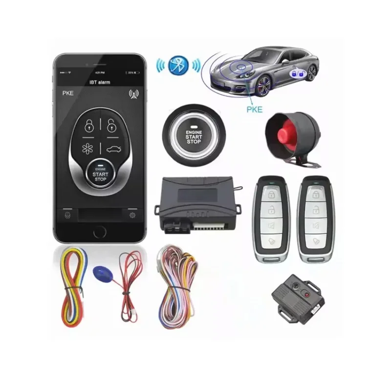 Universal 12V Car Alarm System Remote Start Stop PKE Keyless Entry Engine Start Push Button App Control Function
