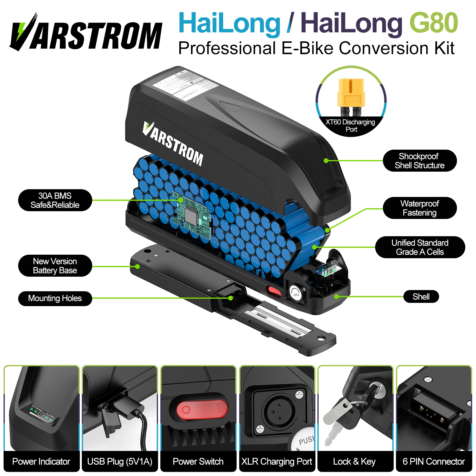 Hailong eBike Akku 36V 48V 52V 20Ah 24Ah 10Ah Mountainbike 18650 21700 Zellen Elektrische Batterie Pack für Bafang Tongsheng 1500W 1000W 500W 250W Motor Umbau-Kits – Detail 8