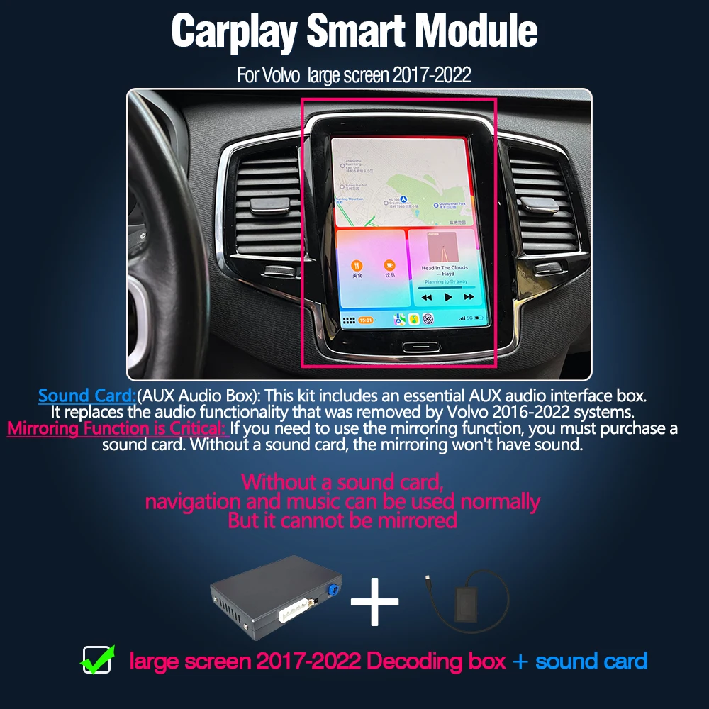 AUTOTOP Draadloze CarPlay Full Screen Upgrade Decoder voor Volvo XC90 XC60 S60 V60 S90 V90 XC40 Airplay BT Auto Android Auto Module