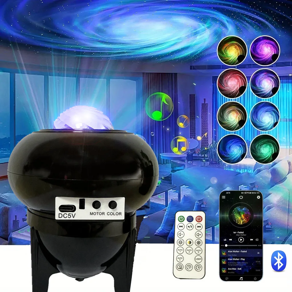 LED Starlight Projector Lamp Galaxy Projector with Bluetooth Speaker and White Noise Kids Home Party Decoration Night Light