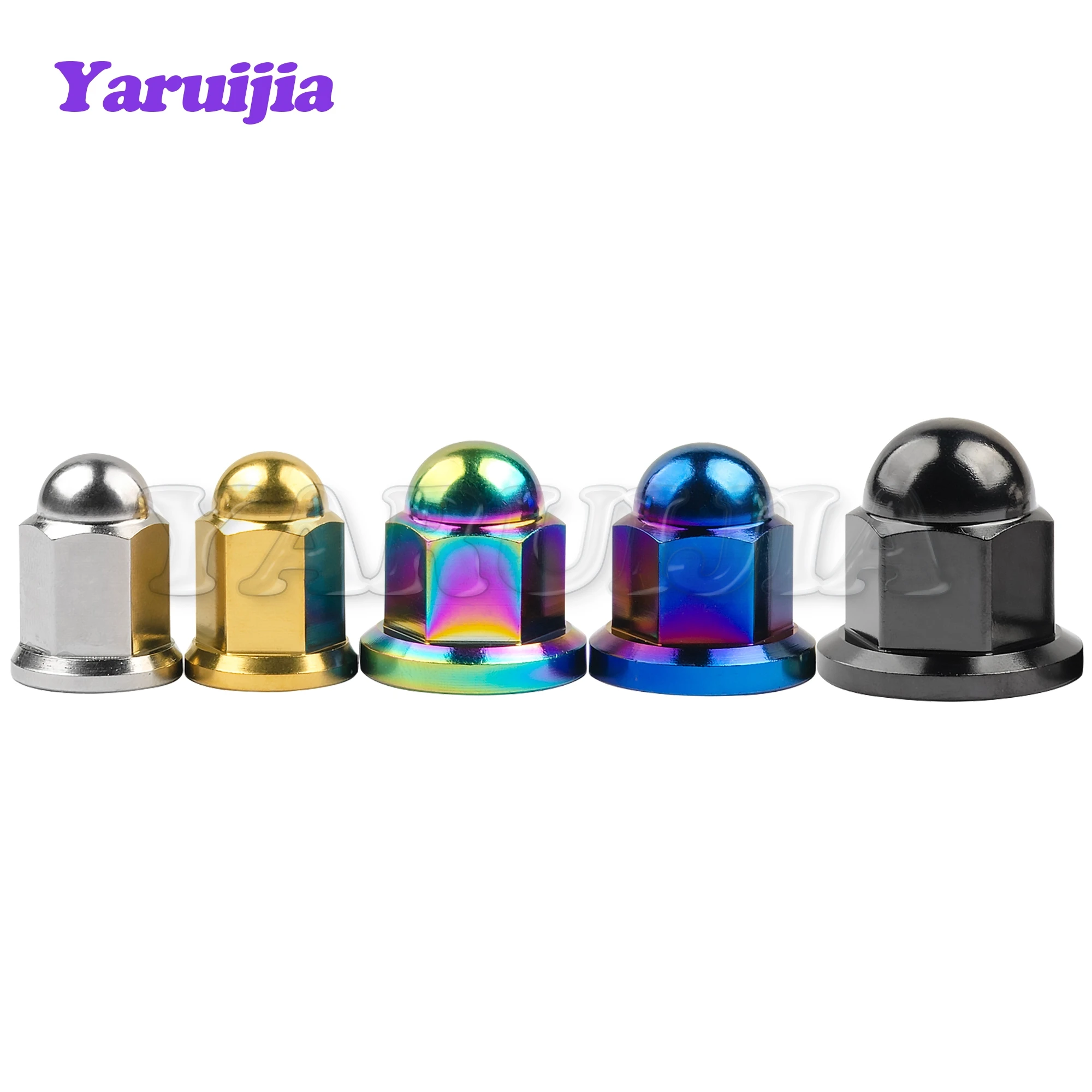 Yaruijia Titanium Nut M6X1.0mm M8/M10X1.25mm Dome Head Flange Locking Nuts for Bicycle Motorcycle Car