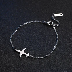 Simple Airplane Pendant Bracelet for Men Women Fashion Women's Bracelets Stainless Steel Hand Jewelry for Lover Wendding Gift