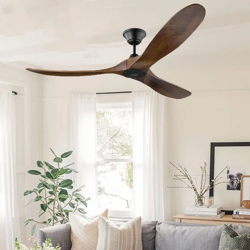 Modern Led Wood Ceiling Fan 42 52 60 Inches Industrial Vintage Retro Fans With No Light Remote Control DC Motor Fans Lighting