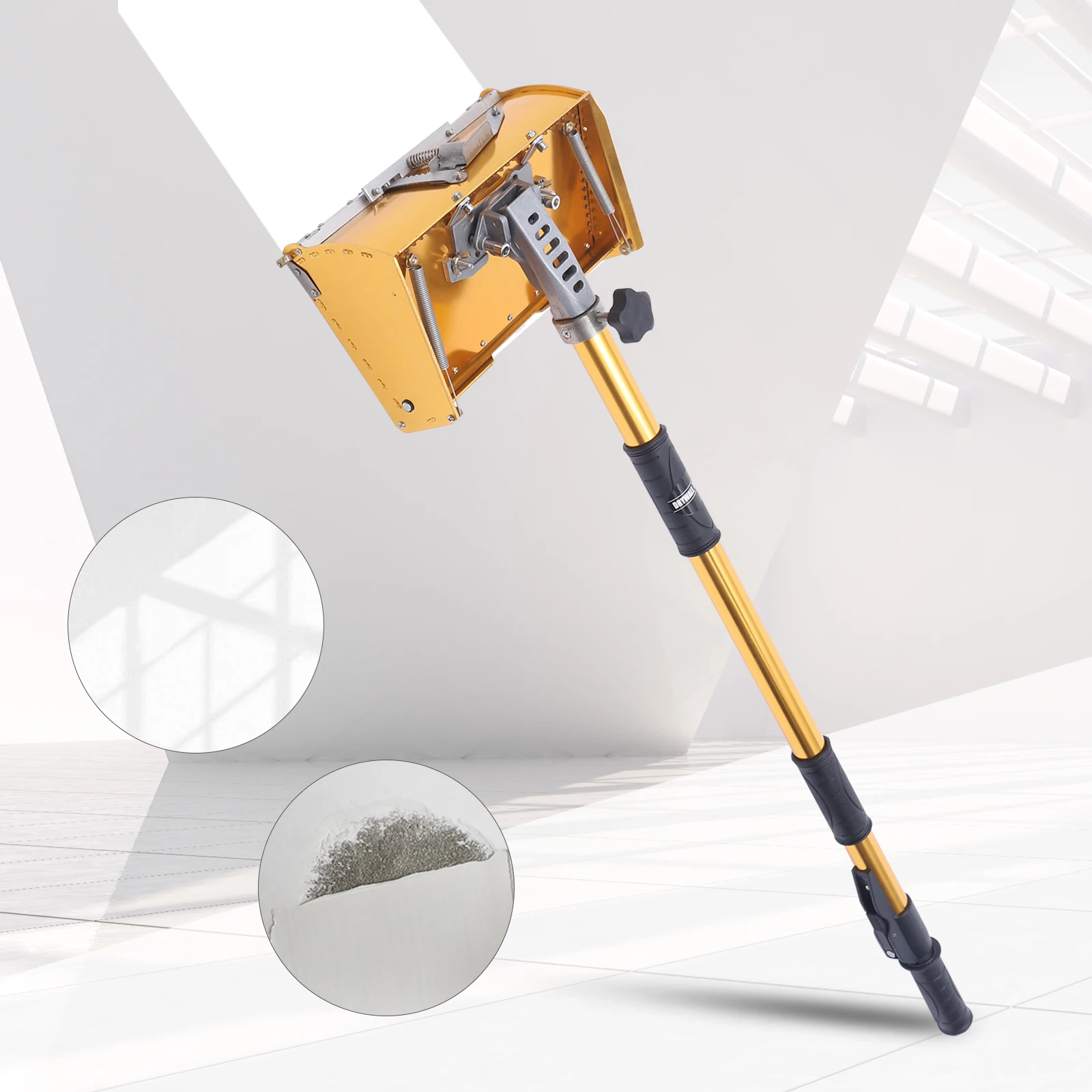 أداة صندوق تشطيب مسطح للحوائط الجافة الاحترافية مقاس 10 بوصات مع مقبض قابل للتعديل مقاس 40-64 بوصة لعمال المعجون المحترفين والديكور