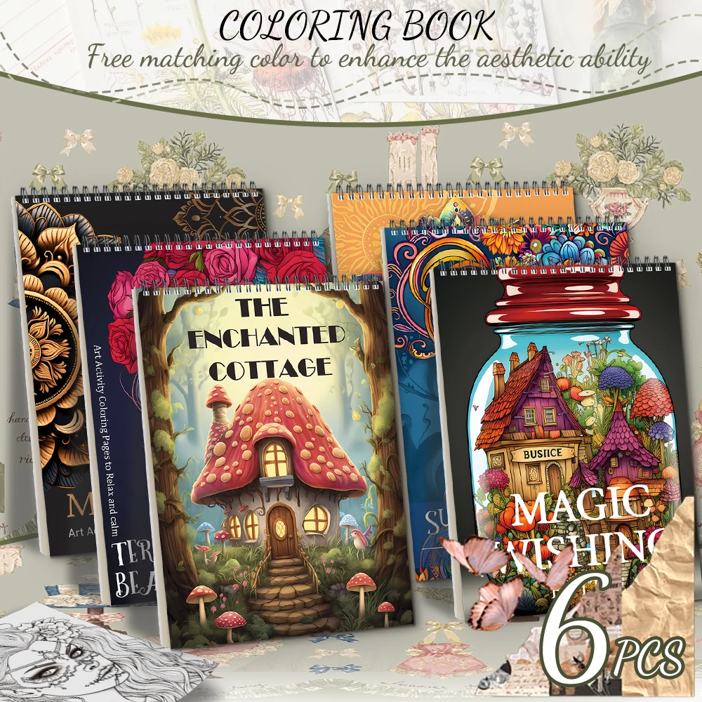6pcs of exquisite YO circle coloring books, 11.2*8.3inch single-sided coloring, a good choice for giving gifts to friends.