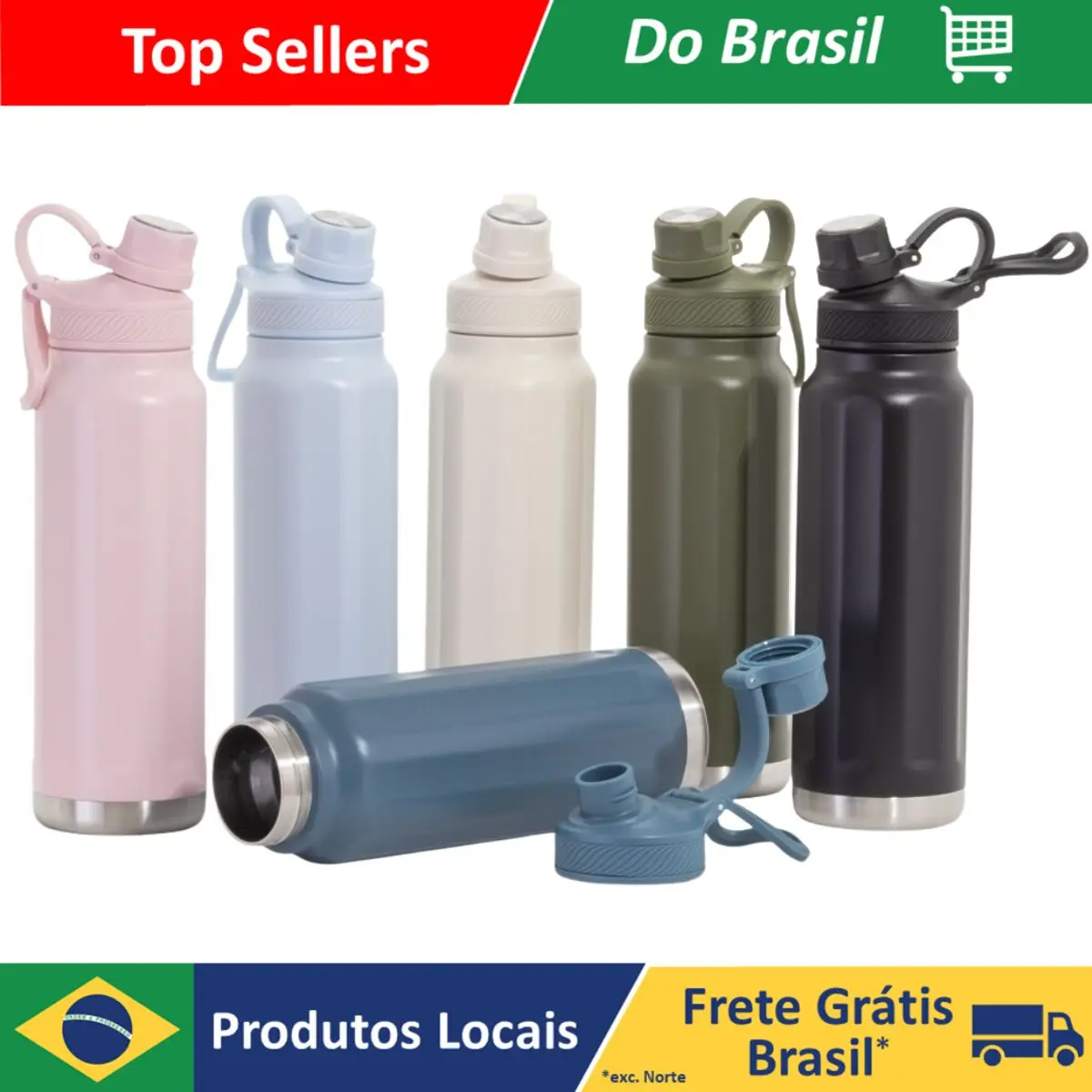 950ml Inox Thermal Squeeze Bottle Large Water Coffee Fitness Academy Travel