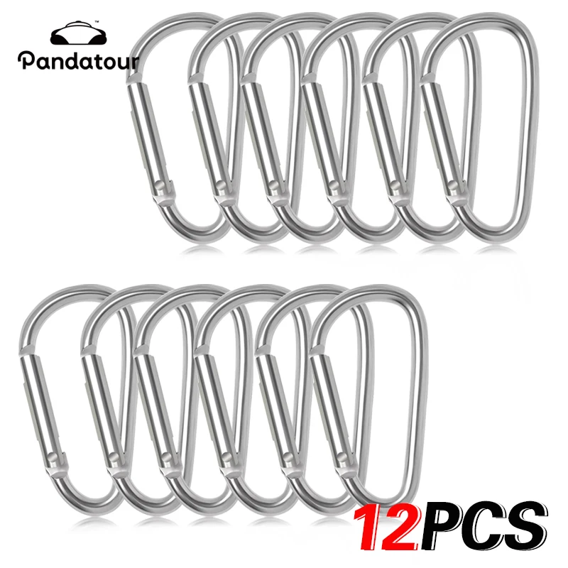 Pandatour 1/6/12 pièces mousqueton porte-clés anneau en D boucle mousqueton à ressort mousqueton pince porte-clés Camping en plein air outil quotidien