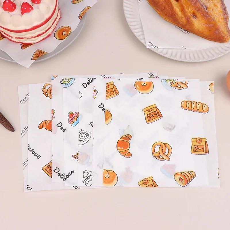 Emballages alimentaires de qualité alimentaire pour gâteau, papier gras d'emballage pour fête de festival, papier huilé pour pâtisserie, 50 pièces