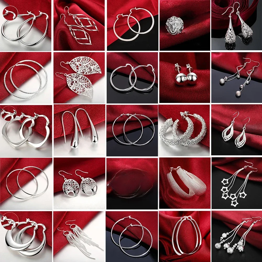 Top qualité 925 boucles d'oreilles en argent Sterling Simple rond cercle boucles d'oreilles pour femme mode mariage fiançailles charme bijoux