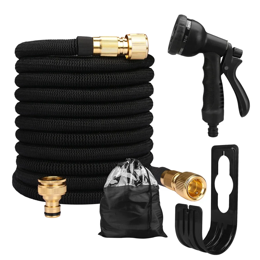 Tuinwaterslang Uitbreidbare dubbele metalen connector Hogedruk PVC-spoel Magische waterleidingen voor tuinbouwirrigatie wasstraat - afbeelding 2