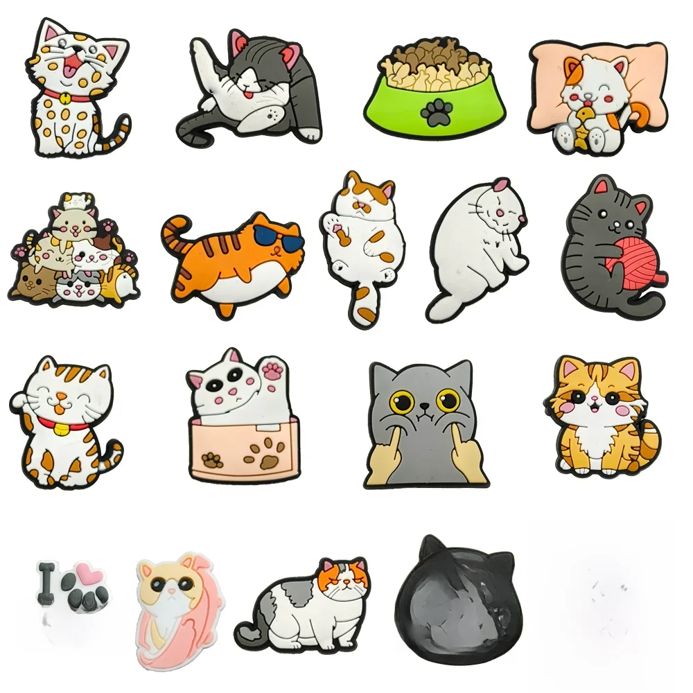 Breloques de chaussures chats mignons, 1 pièce, accessoires sandales, décorations de chaussures de jardin, épingles pour femmes et hommes, animaux, vente en gros