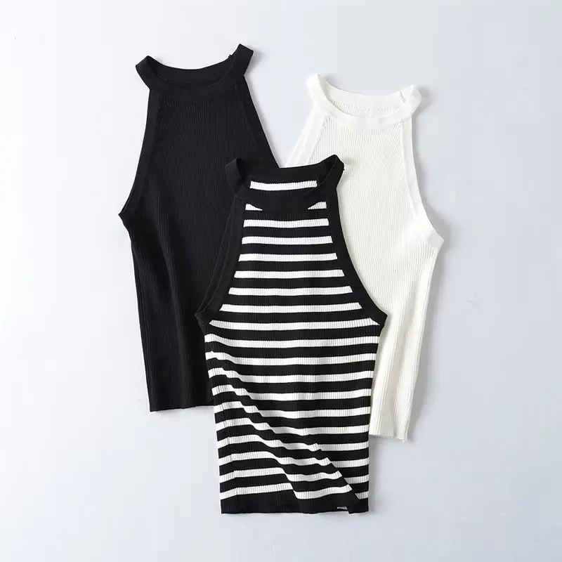 

Maxdutti England Style Basic Tshirts Women Tank Tops Knitted Slim Fashion Summer