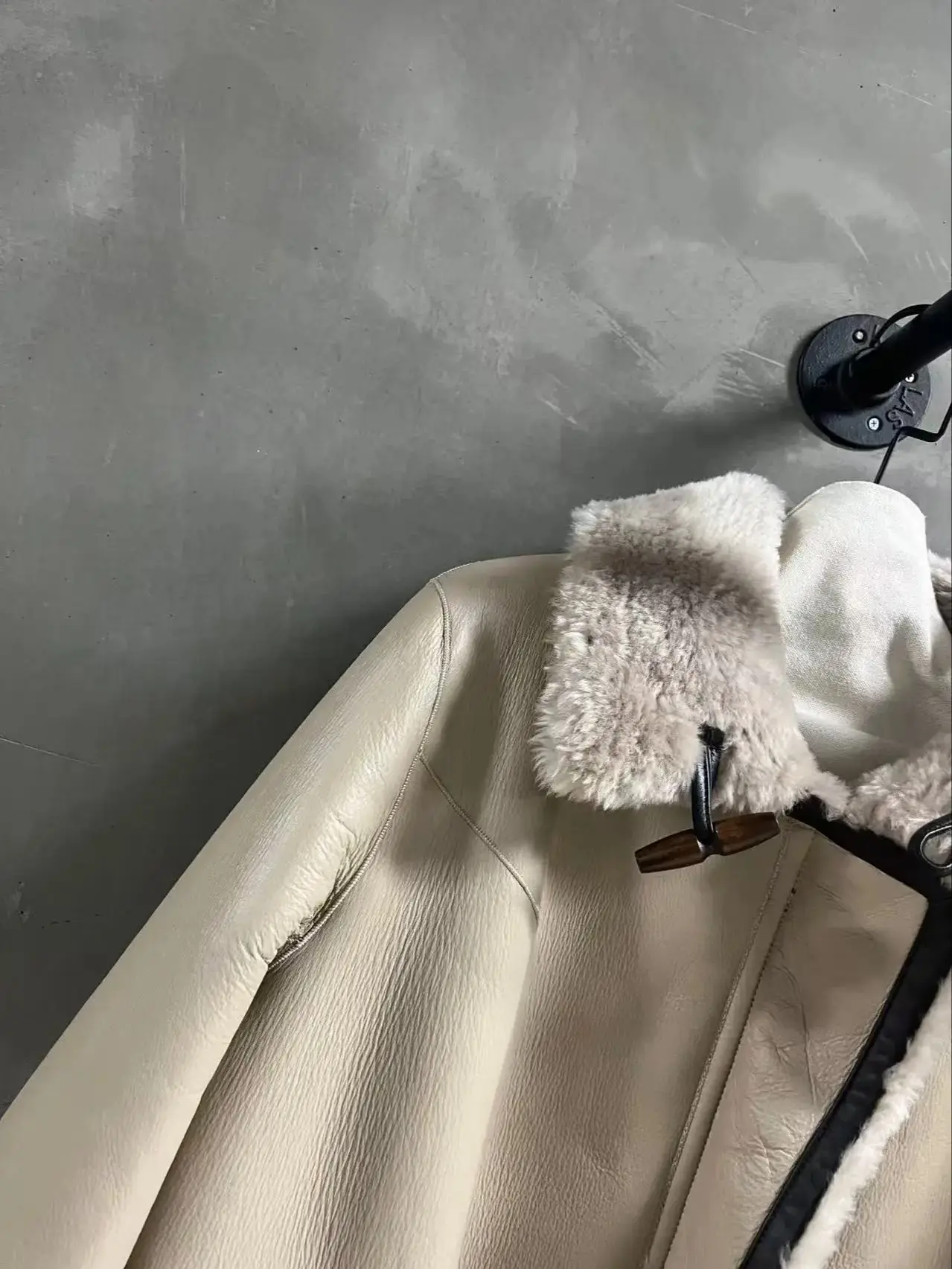 Herfst-winter casual damesjas van echt schapenvacht