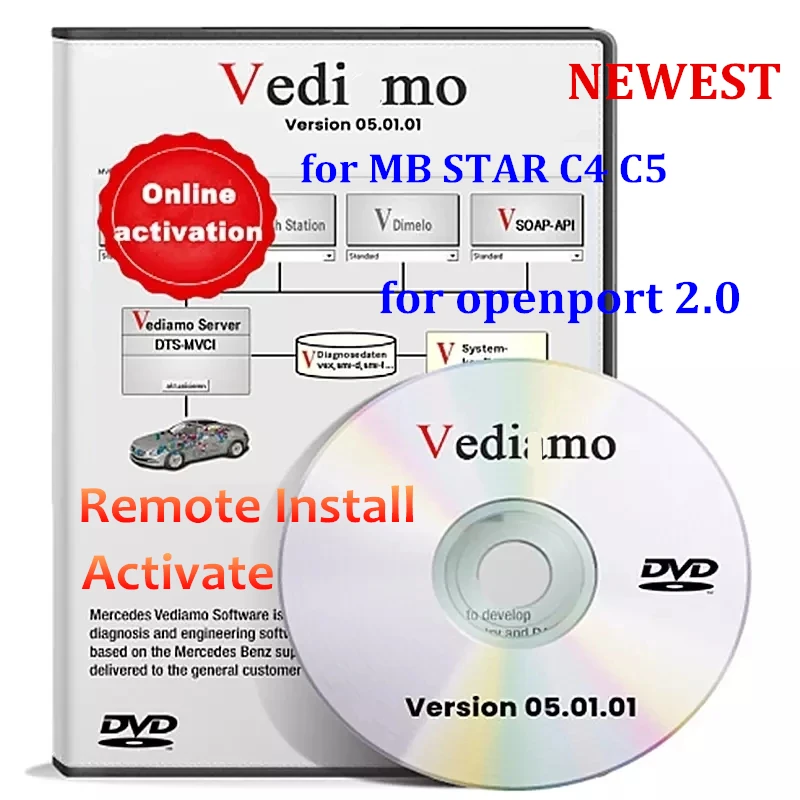 Newest Vediamo 5.01.01 remote install and activate for MB STAR C4 C5 OpenPort 2.0 Offline programming By-pass Engineer Software