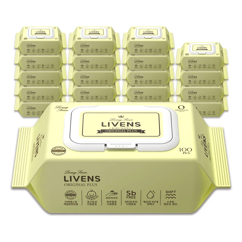 Livens Original Plus Tom Low-Stimated baby wipes embossed cap 100 packs 10 packs