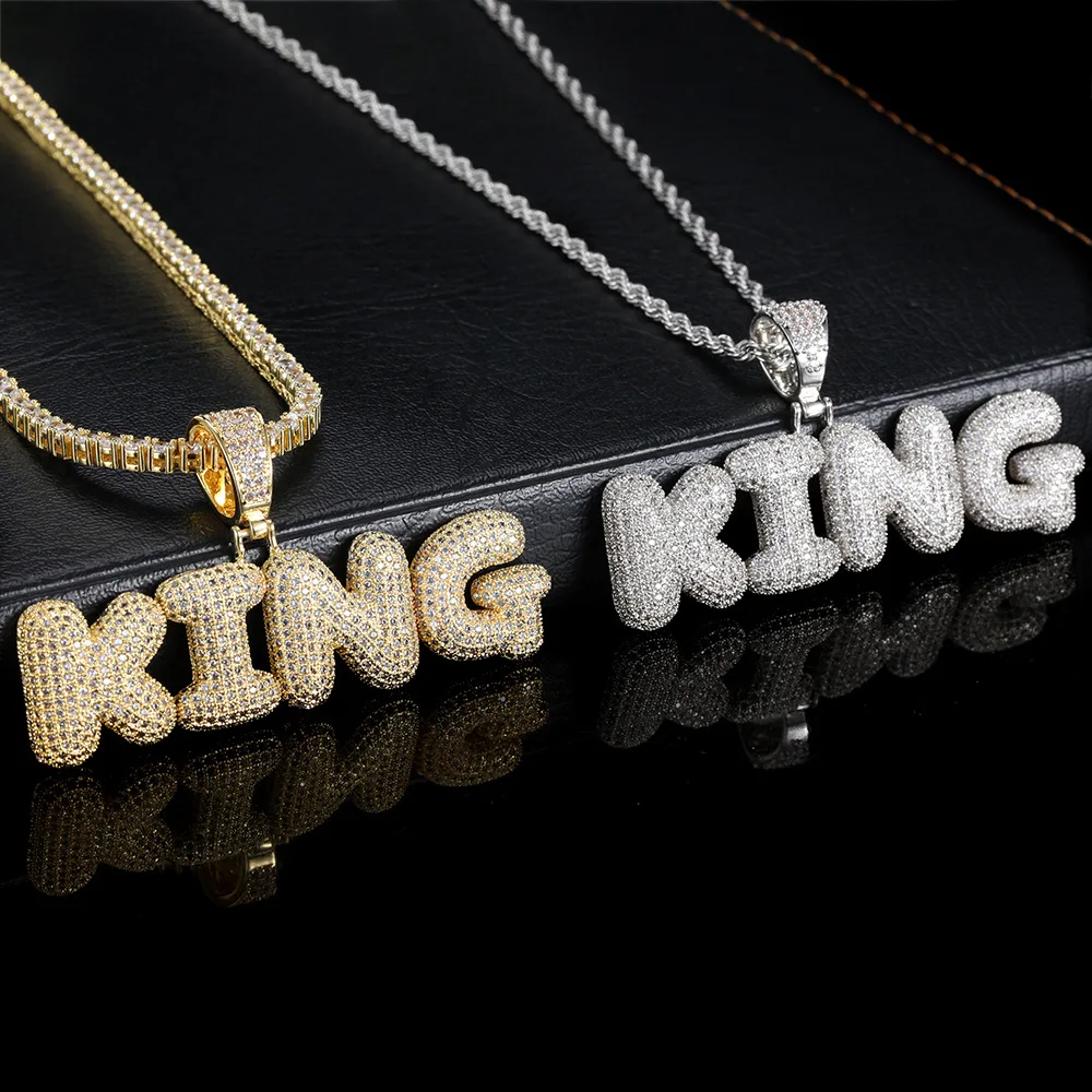 

Hip Hop Letter KING Pendant Necklace – Zircon Studded – 24" Gold/Silver Chain – Streetwear Jewelry for Men & Women
