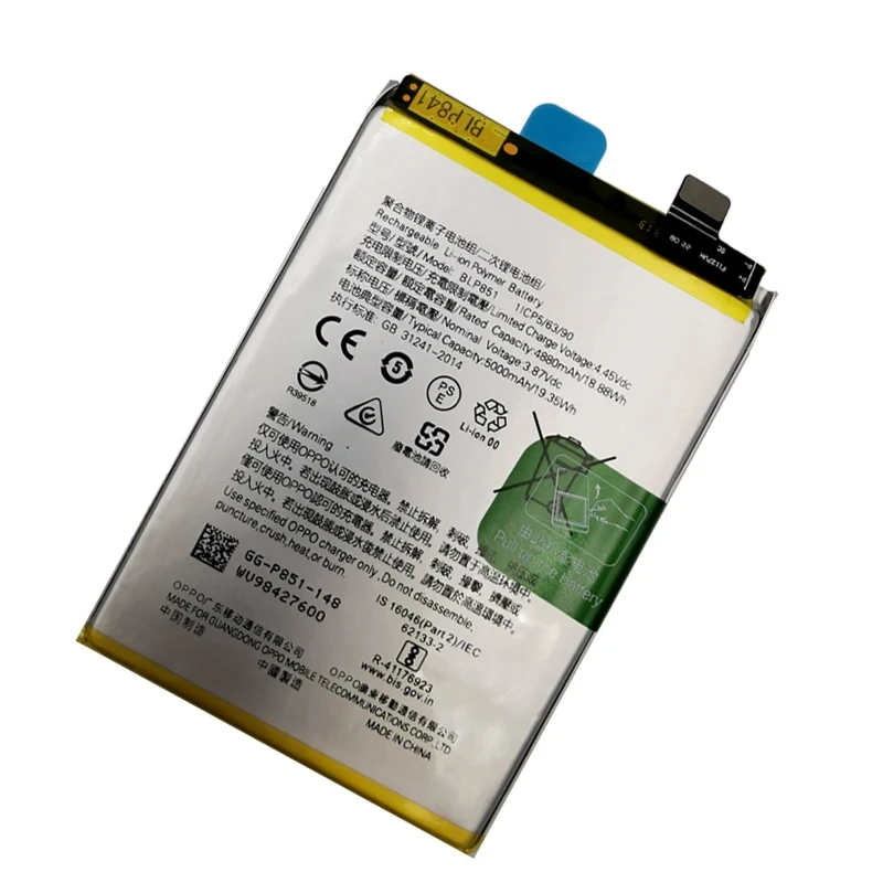 100% Genuine Original 5000mAh BLP851 Battery For OPPO A74 5G A95 4G F19 F19S Reno 6 Lite CPH2197 CPH2263 Batteria + Free Tools