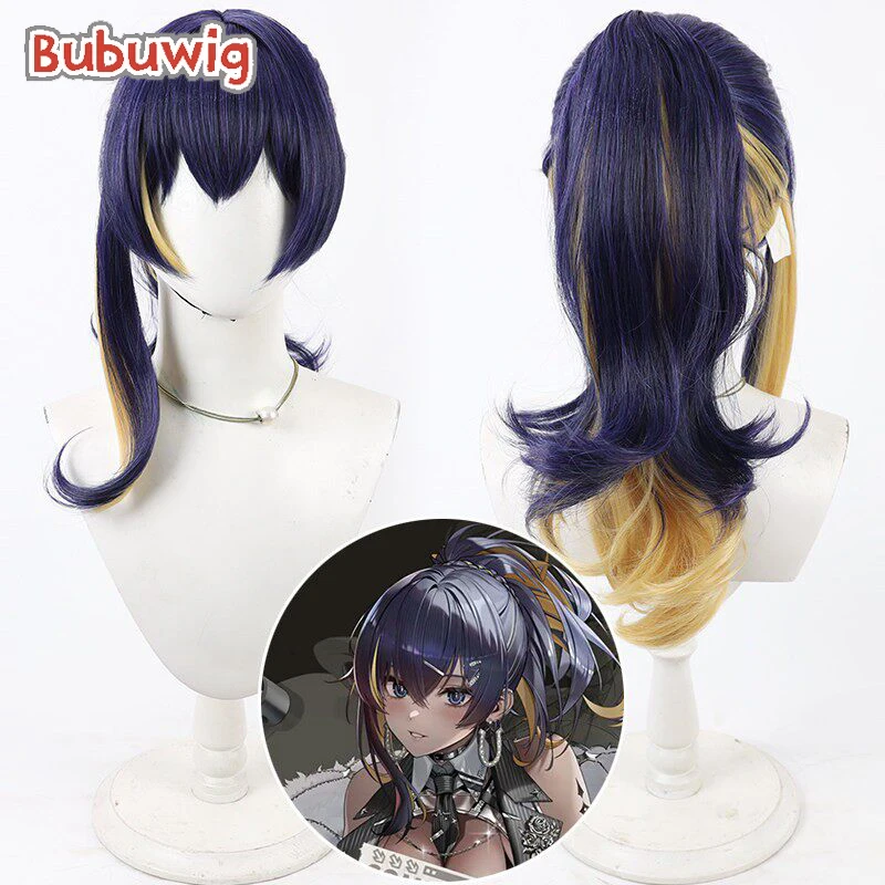 

Синтетические парики Bubuwig для косплея, парик Nikke The Goddess of Victory, 50 см, длинный, фиолетовый с блондом, с хвостом, термостойкий