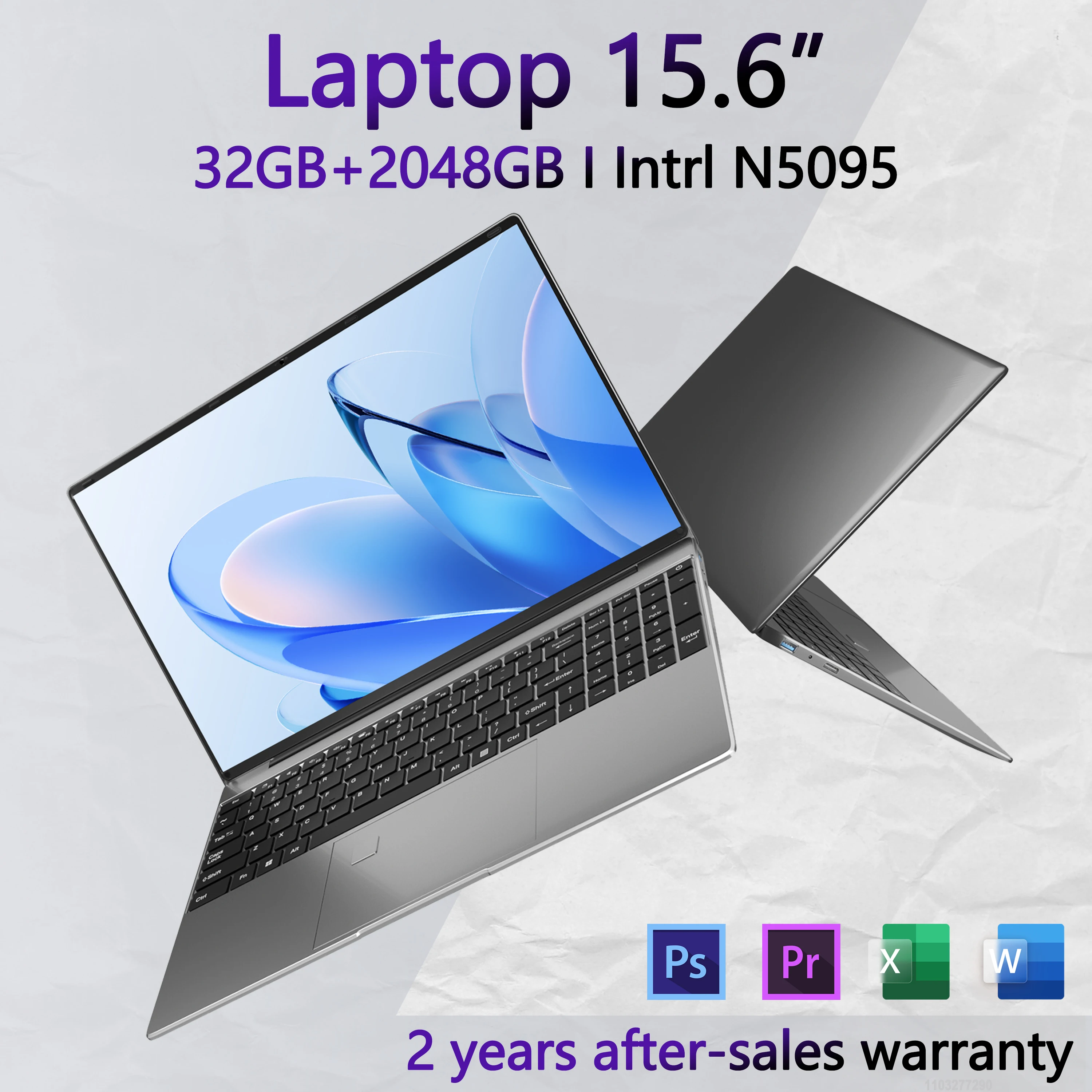 

15.6" Inch Laptop 32GB RAM DDR4 2TB SSD ROM Windows 11 Pro Fingerprint Unlock Backlit Keyboard Portable Office Notebook
