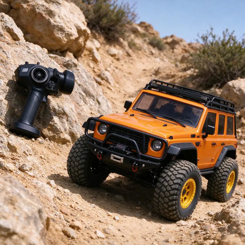 D1RC Custom Flysky RC Transmitter for Rainforest Crawler Competition, 10‑Channel with Receiver, Winch Controllable