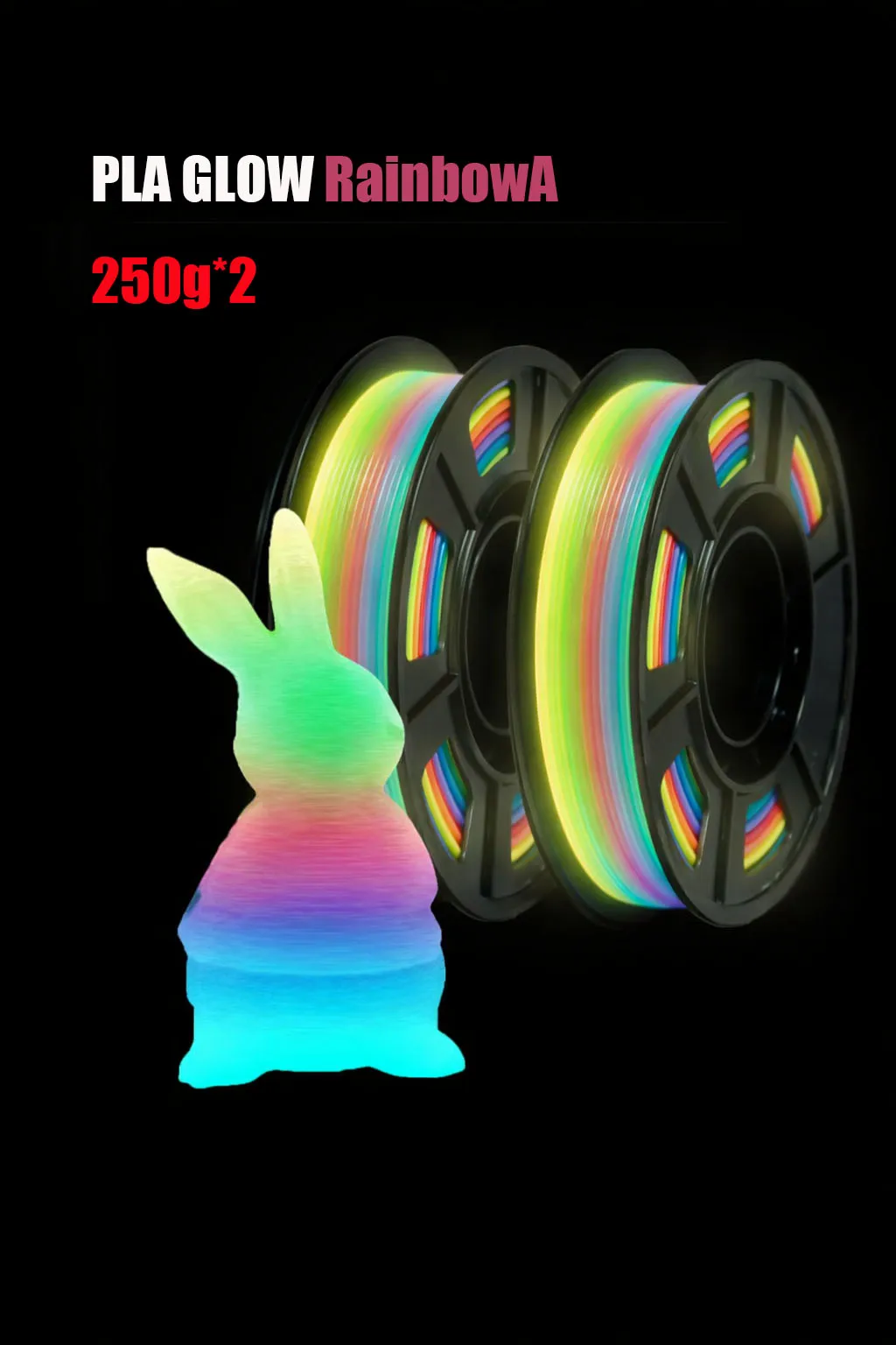 

3D Printing Filament PLA Glow-in-the-Dark Rainbow Color 1.75mm Diameter 500g Roll Dimensional Accuracy +/- 0.03mm Gradual Color