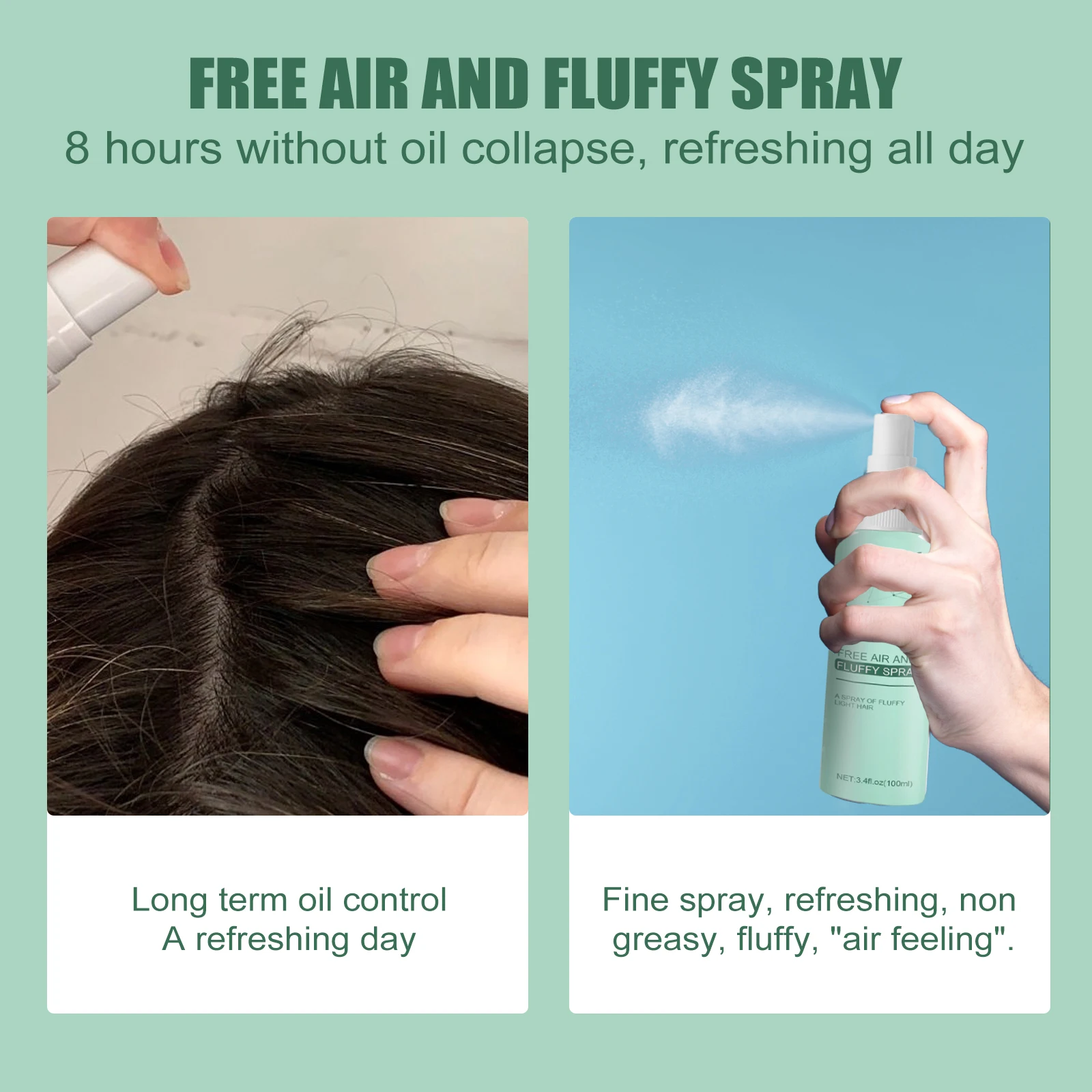 EELHOE Fluffy Volumizing Hair Spray Dry Shampoo For Hair Refreshing Oil Control No Wash Shampoo Free Air and Fluffy Spray 100ml