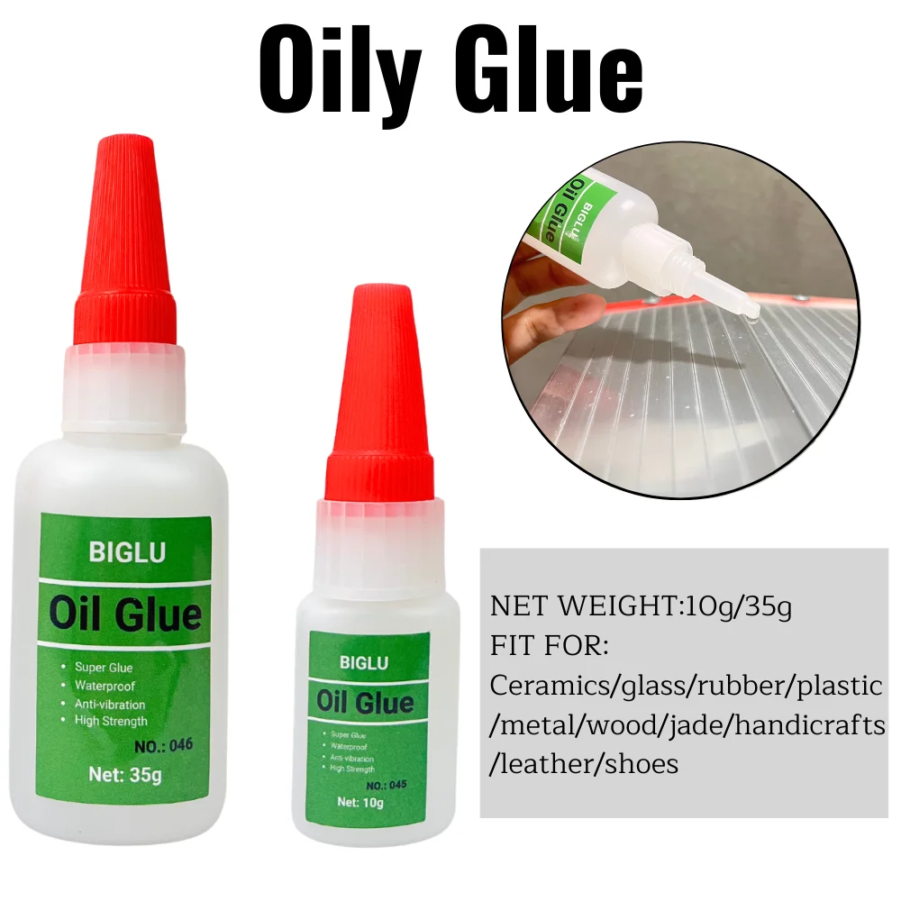 BIGLU Universal Super Glue Mighty Instant Oil Glue for Resin Ceramic Metal Glass Welding High Strength 10g/35g