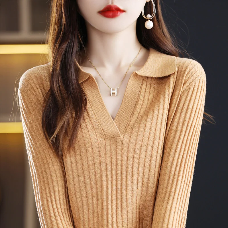 

LONGMING Fashion Tops for Women's Knit Pullover 2024 Spring Thin Chic Knitted Tops Female V Neck Pullover Women Clothes Korean