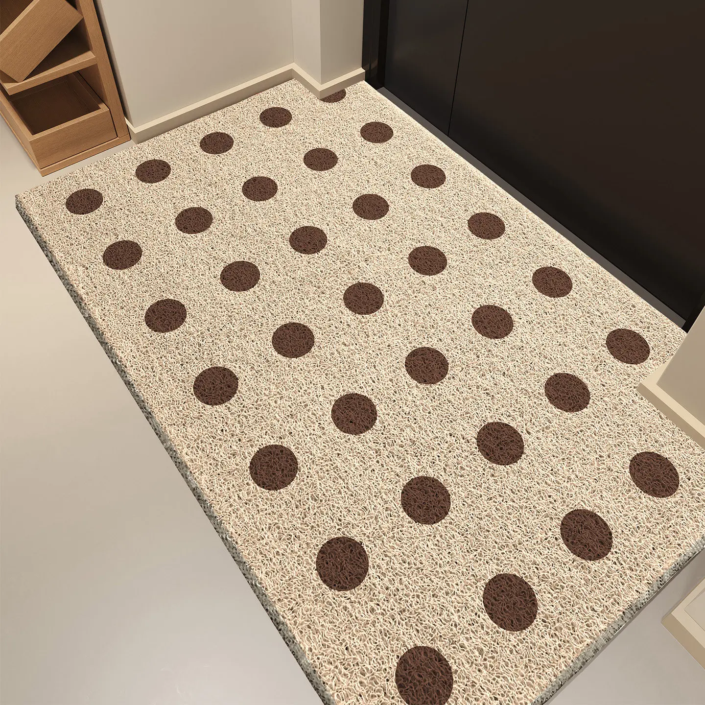 Solid Color Polka Dot Door Mat PVC Silk Loop Entrance Floor Mat Outdoor Custom Doormat Dirt Barrier Washable Non-Slip Rug