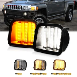 2x For Hummer H3 H3T 2006-2010 Front Bumper Corner Switchback White/Amber Sequential Led DRL Parking/Turn Signal Lights