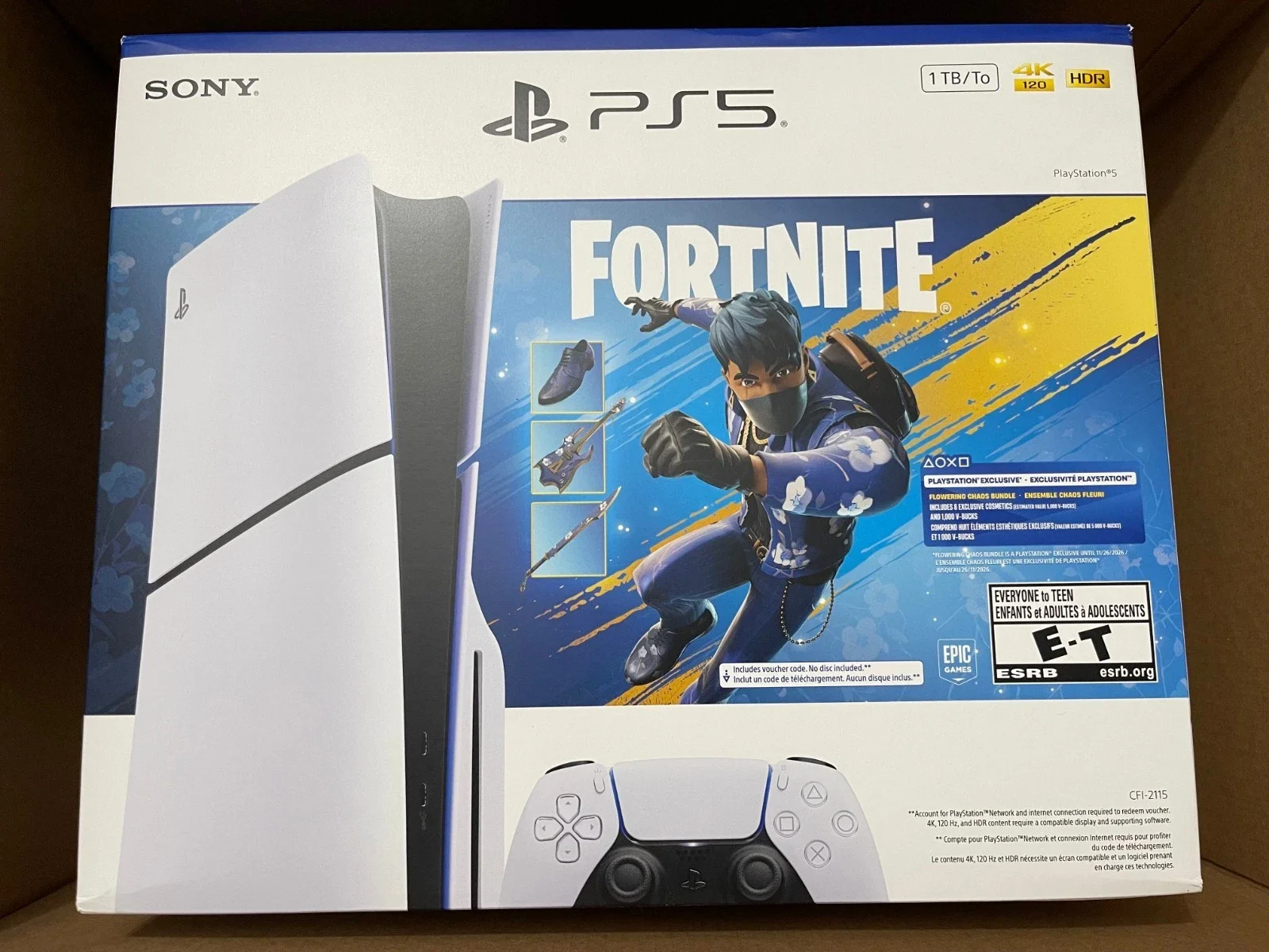 1TB SSD PlayStation 5 Slim Disc Edition Console – Fortnite Flowering Chaos Bundle, 4K UHD Blu-ray, 4K Gaming, Up to 120Hz, DualSense Wireless Controller