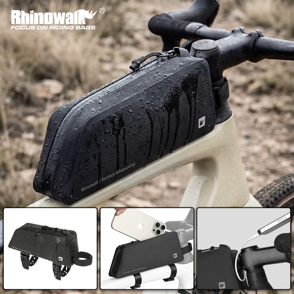 

Велосипедная сумка Rhinowalk на верхнюю трубу рамы, 1 л, водонепроницаемая, для телефона, дорожная, для хранения, аксессуары для велосипеда