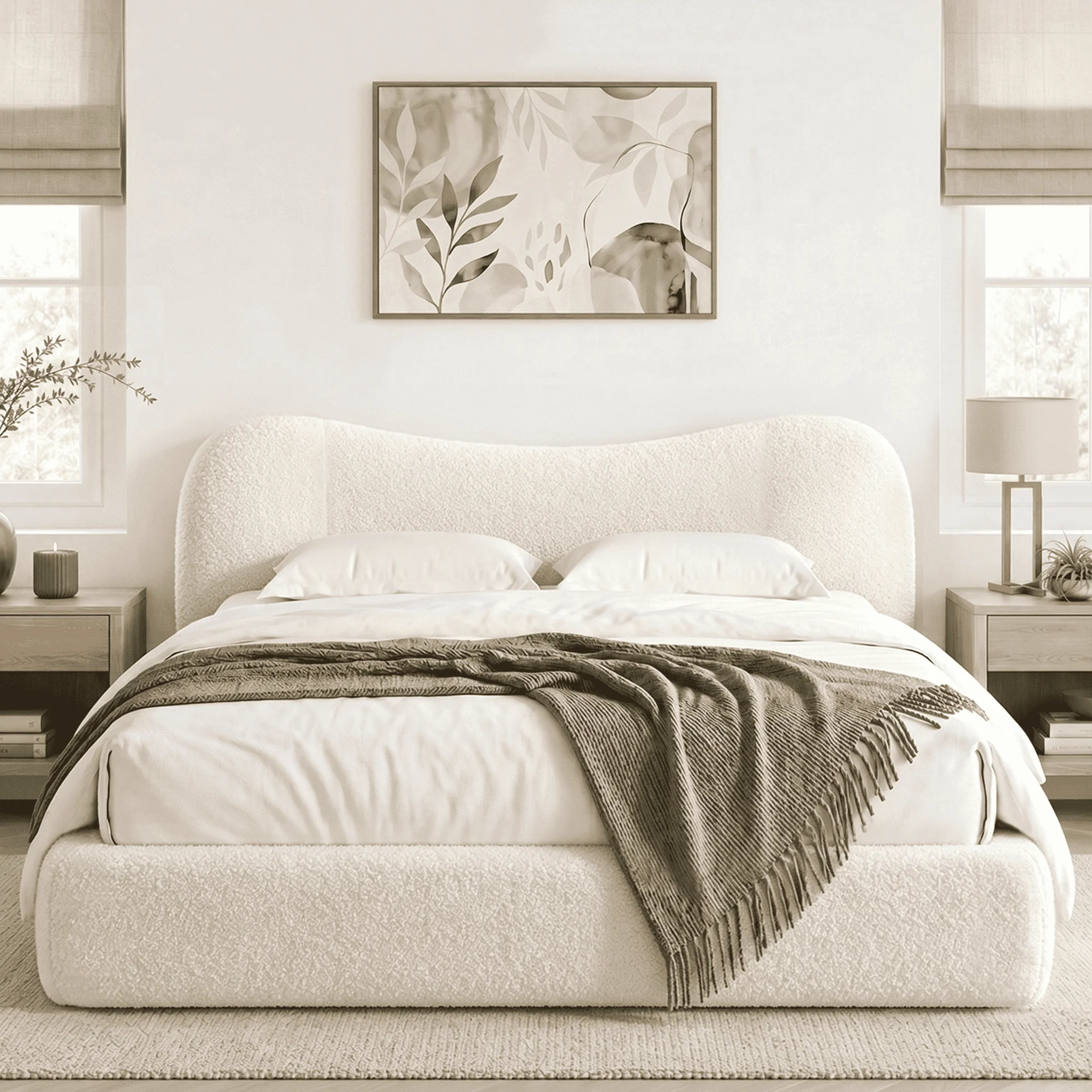 EnHomee Cloud Bed Frame with 5.9" Detachable Headboard, No Assembly Required Beds All-Foam Boneless, Noise-Free, No Box Spring Needed