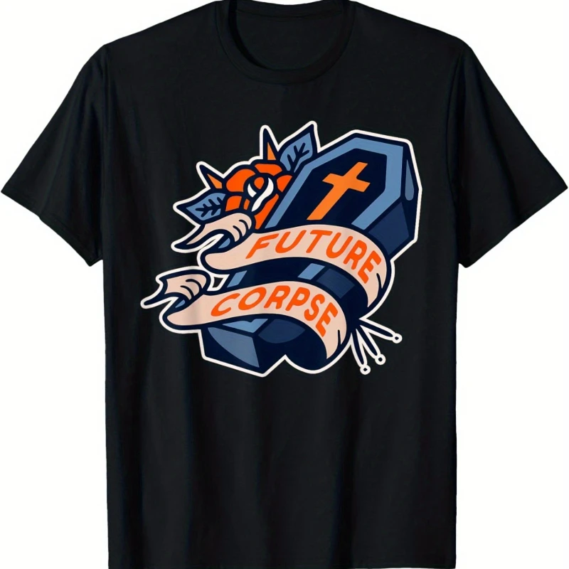 

Men's Pure Cotton Graphic Halloween Theme Classic Men's Vintage Crew Neck T-Shirt