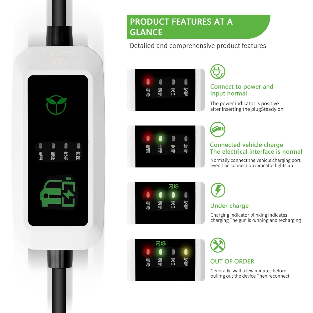 Estación de carga EV para vehículo eléctrico, Cable tipo 2 de montaje en pared, EVSE Wallbox, Control por aplicación, trifásico, 16A, 3,5kw, IEC62196