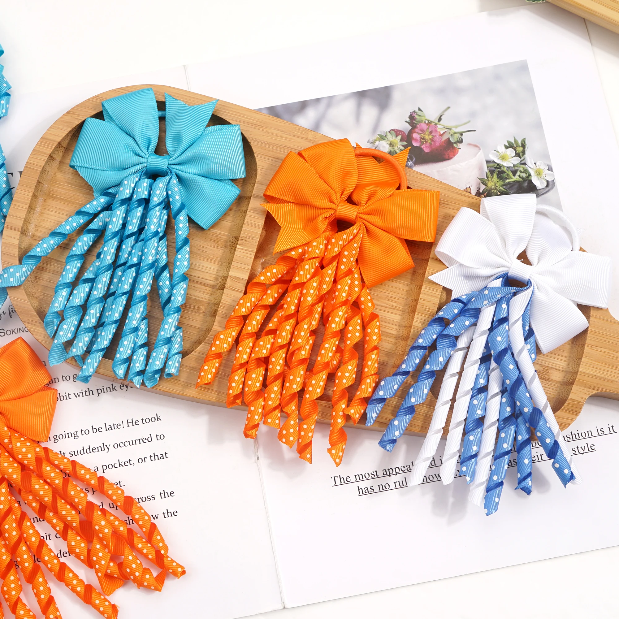 12pcs Ribbon Pigtail Hair Bows Elastic Hair Ties Hair Bands Holders Hair Accessories for Baby Girls Infants Toddler