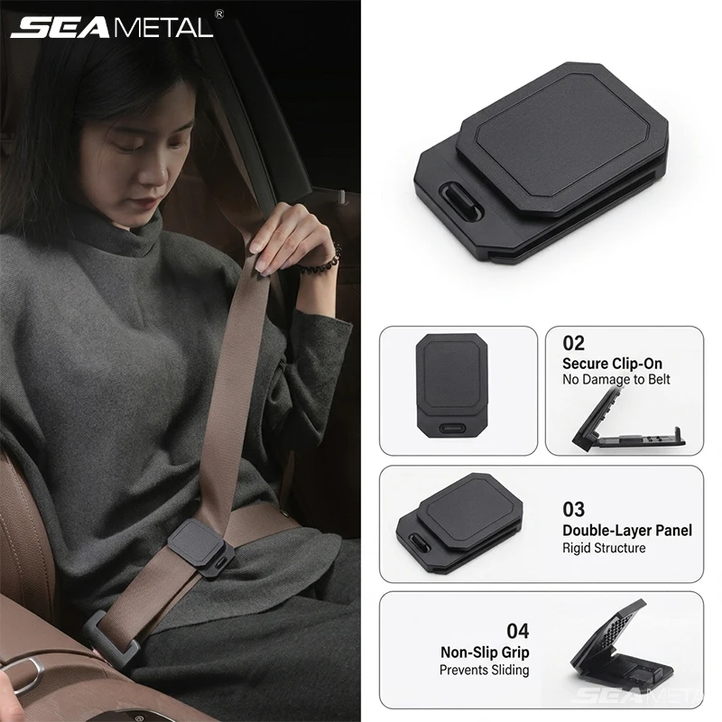 SEAMETAL Universal Car Seat Belt Adjuster Clip Double-Layer Non-Slip Seatbelt Comfort Stopper for Relieve Neck/Shoulder Friction
