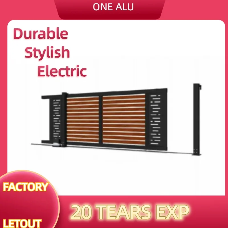 

ONE ALU Modern Aluminium Industrial Metal Driveway Gate Automatic Sliding Gate Aluminum Motorized Entrance Garden Aluminum Gates