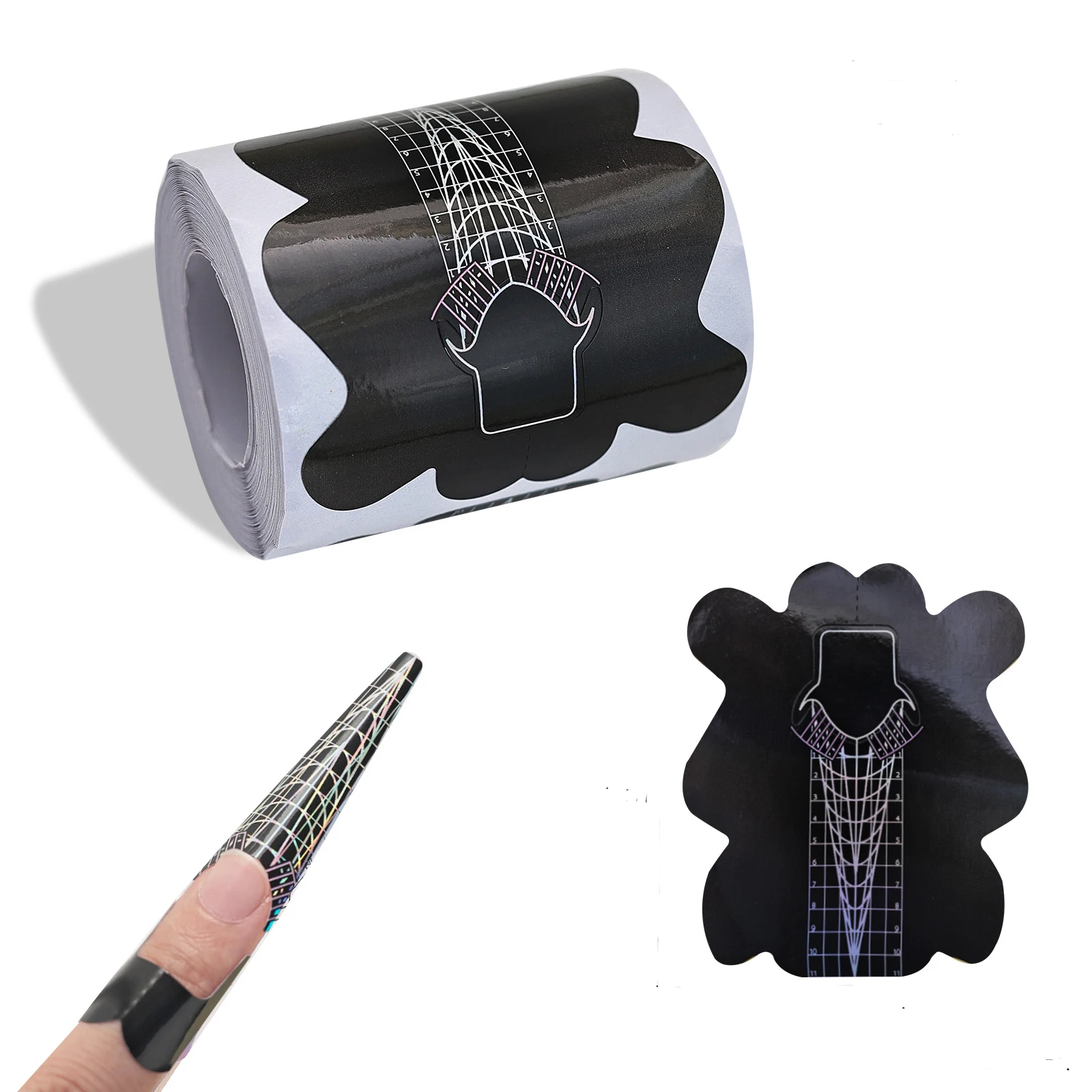 

200 шт., наклейки для ногтей на шпильках, французские акриловые УФ-гелевые насадки, наклейки для наращивания, руководство по форму, трафарет, маникюрные инструменты