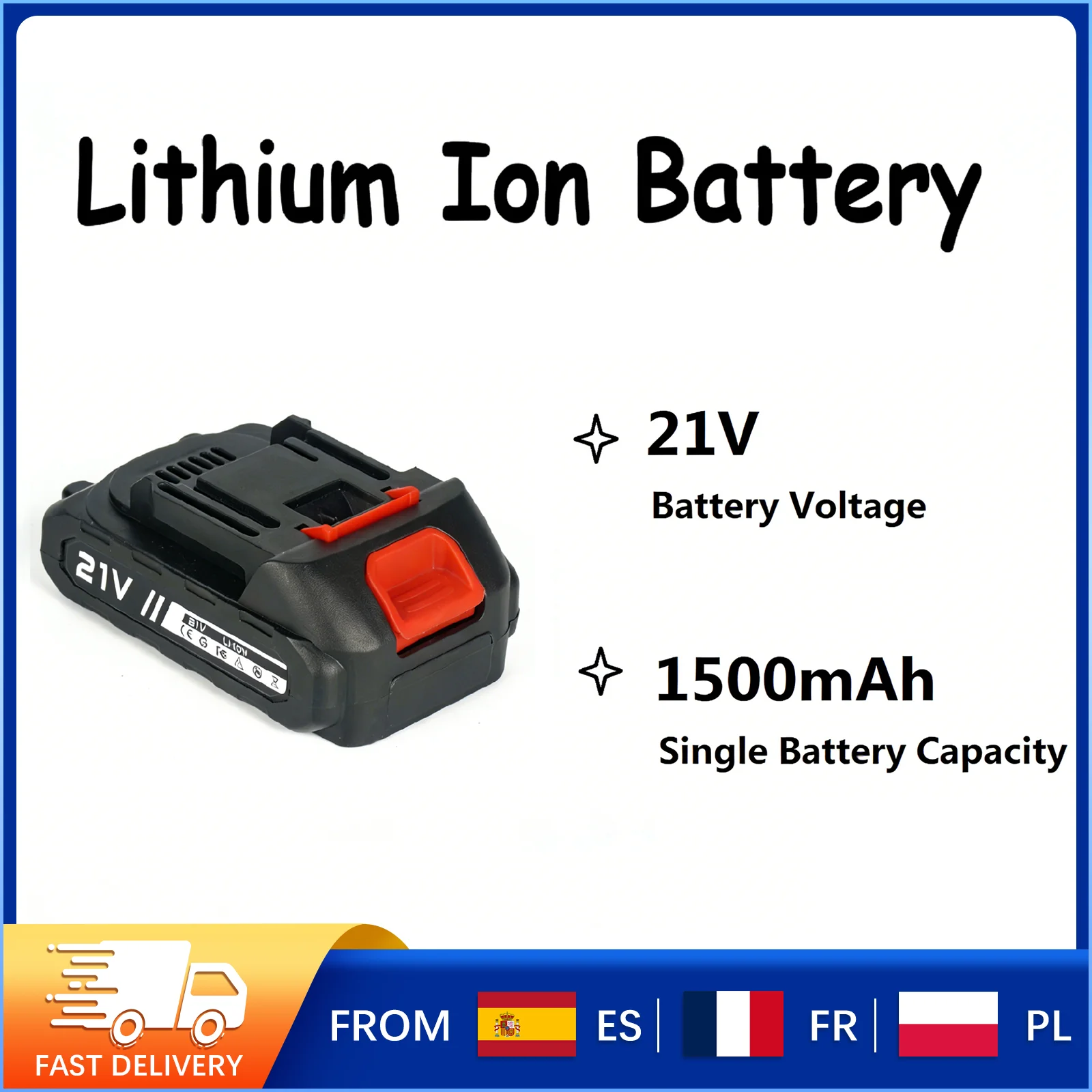 Batterie lithium-ion 21V 1500mAh pour outils électriques sans fil - Haute puissance, longue durée de vie de la batterie, compatible avec Makita et plus encore