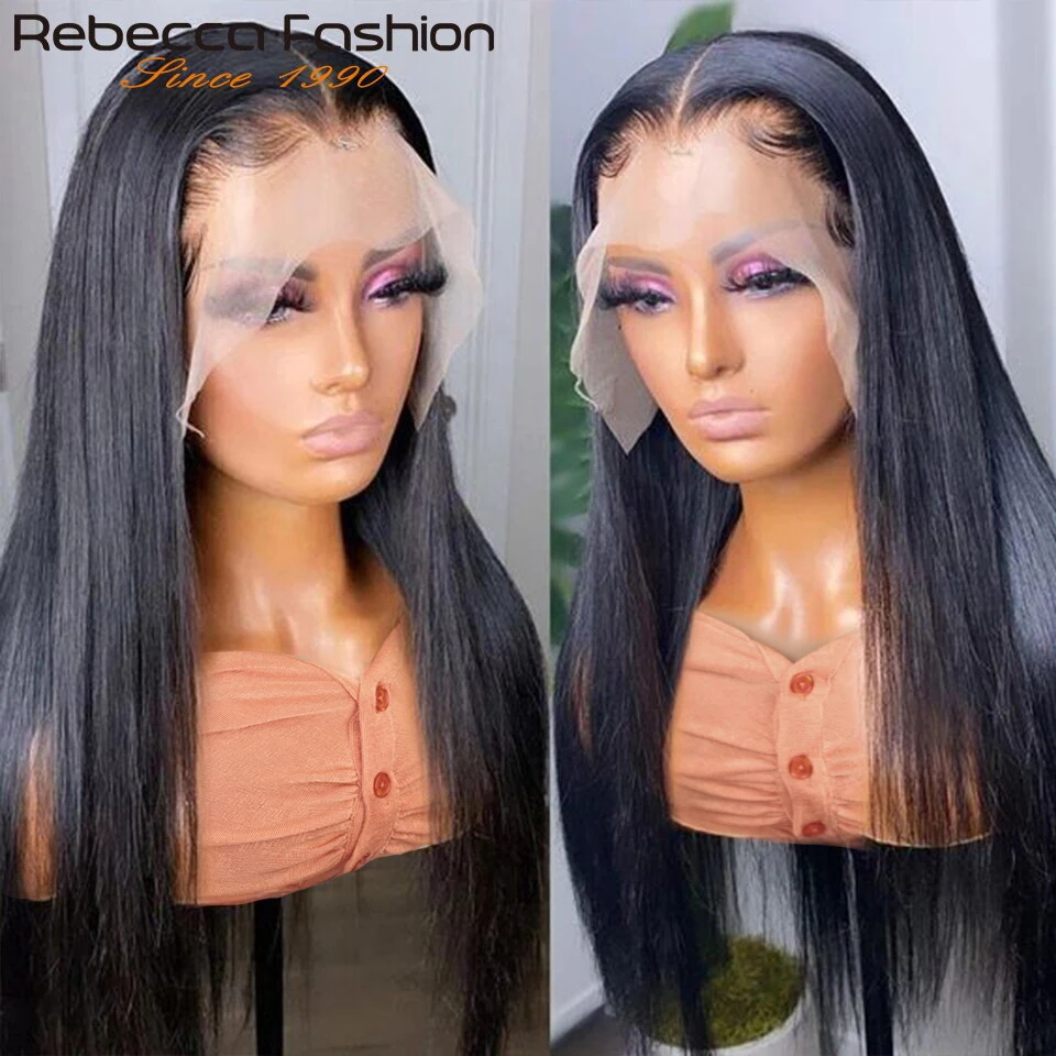 32inches Bone Straight Lace Front Wig Peruvian Remy 100% Human Hair Wigs T Part Lace Transparent Lace Frontal Wig Pre Plucked