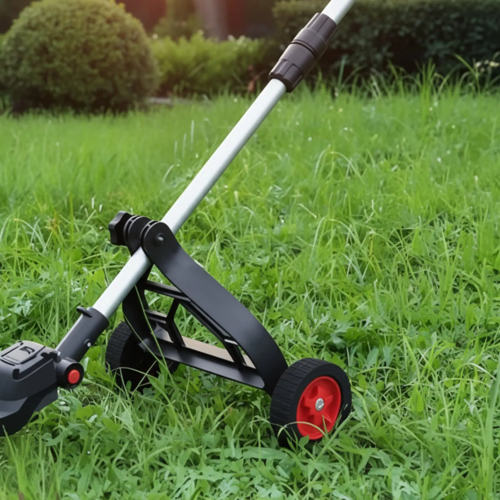 Grass Cutter Rolling Support Labor Saving String Trimmer Support Wheels Adjustable Height Vegetation Eater Guide Wheels